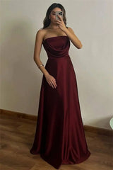 Satin Strapless Drape Maxi Gown