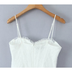 White Spaghetti Strap Corset Tulle Mini Dress