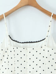 White Polka Dot Square Collar Lace Edge Mini Dress