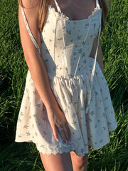 Floral Print Tie Up Mini Dress