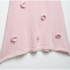 Pink Knitted 3D Flowers Tube Mini Dress