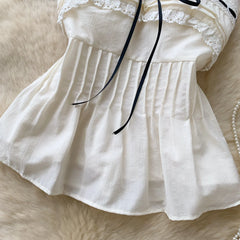 Lace Up Elastic Ruched Tube Top