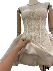 Lace Strap Flare Mini Dress