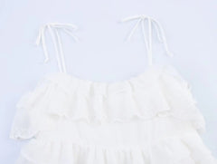 White Layered Ruffle Sling Short Dress
