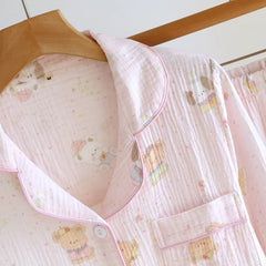 Cotton Pink Teddy Collard Pajama Set