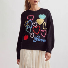 Heart Embroidery Sweater