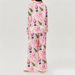 Christmas Santa Claus Print Long Sleeve Shirt With Pants Pajama Set