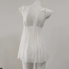 Lace Frill Strap Mesh Nightdress