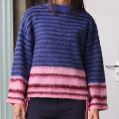 Stripe Pattern Long Sleeve Knitwear Pullover