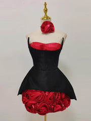 3d Rose Applique Hem Corset Mini Dress