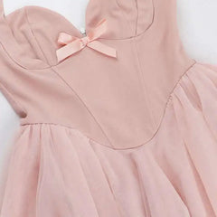 Pink Halter Tie Up Tulle Mini Dress