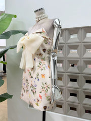 Strapless Bownot Flower Printed Mini Dress