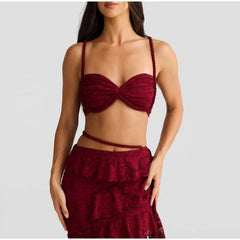 Knitted Twist Bralette And Maxi Skirt Set