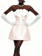 Rose Appliques Strapless Mini Dress