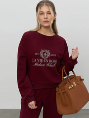 Letter Print Sweatshirt And Pants Set