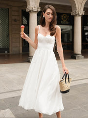 White Tie-Up Long Dress
