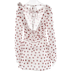 White Polka Dot Long Sleeve Sheer Mini Dress