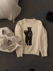 Bear Plush Grey and Beige Sweater