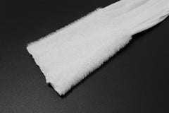 White Off Shoulder Plush Patchwork Knit Mini Dress