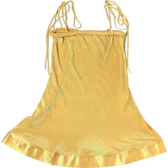 Yellow Cami Tie-Up Ruffle Hem Slip Mini Dress