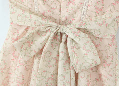 Beige Puff Sleeve Printed Mini Dress