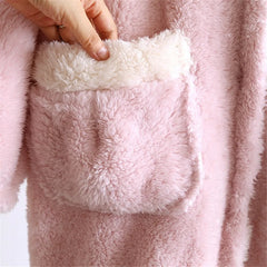 Plush Hooded Flannel Bathrobe Nighgown