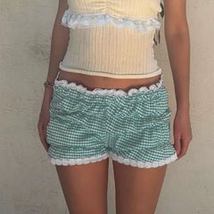 Charming Y2K Low-Rise Bloomers - Subtle Pattern & Lace Trim