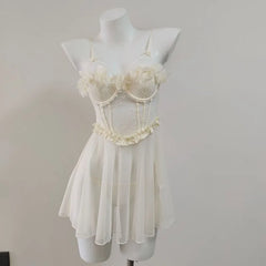 Frill Chest Pad See Through Nightdress