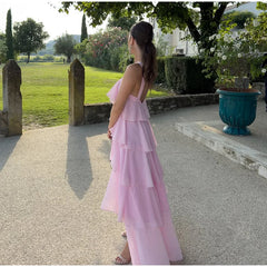 Flower Ruffles Halter Long Dress