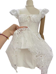 White Corset Bodice Ruffled Mini Dress