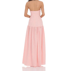 Tube Smocked Pleated Long Dress