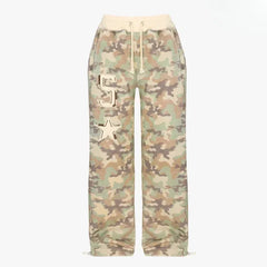 Camouflage Zipper Crop Hoodie, Tube Top, And Shorts, Sweatpants Set