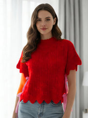 Turtleneck Tie-up Short Sleeve Knit Vest