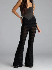 Lace See Through Flare Pants