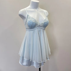Lace Embroidered Tulle Mesh Night Gown