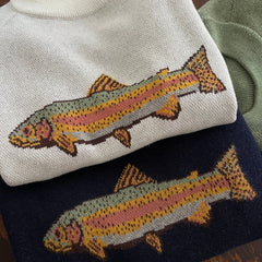 Round Neck Fish Print Knitwear Pullover