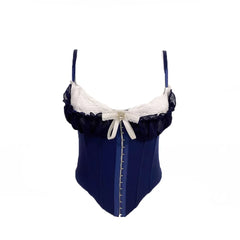 Ruffle Lace Bowknot Buckle Corset Top