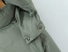 Zipper Up Stand Collar Removable Hooded Parka Coat
