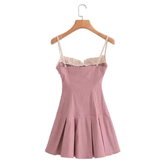 Pink Lace Strappy Mini Dress