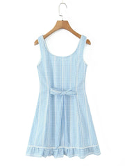 Blue Plaid Tank Mini Dress
