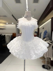 3d Flower Flare Fringe Neck Corset Mini Dress