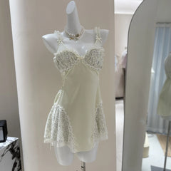 Lace Pachwork Babydoll Mini Nightdress