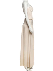 Incline Shoulder Tank Top And Buckle Ribbons Maxi Skirt Set