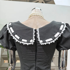 Peter Pan Collar Polka Dot Bow Flared Mini Dress
