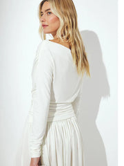 One-Shoulder Long-Sleeve Ruched Top