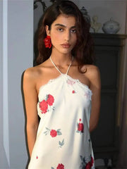 Satin Halter Lace Trim Maxi Dress
