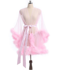 Short Feather Robe Dressing Gown