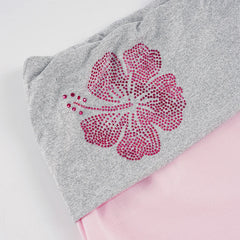 Pink Low Waisted Floral Embellished Straight Leg Pants