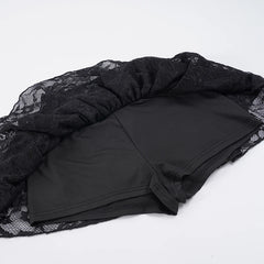 Black Lace Bow Low-Waisted Mini Skirt Bloomers