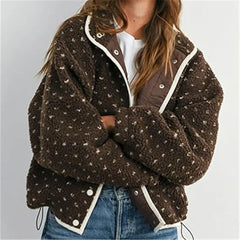 Dotted Fuzzy Zip Up Jacket